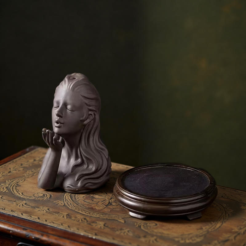Elegant Woman Backflow Incense Burner – Ceramic Aromatherapy Statue