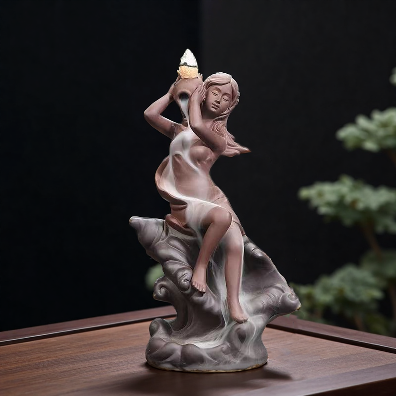 Goddess Backflow Incense Burner – Ceramic Waterfall Aromatherapy Holder