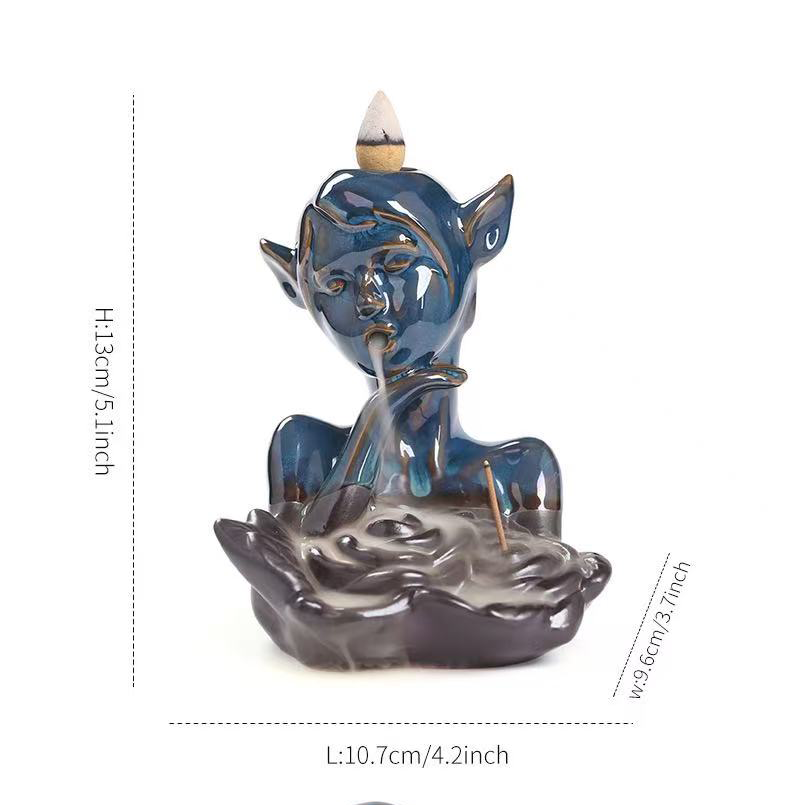 Mischief Spirit Backflow Incense Burner – Handcrafted Ceramic Elf Design