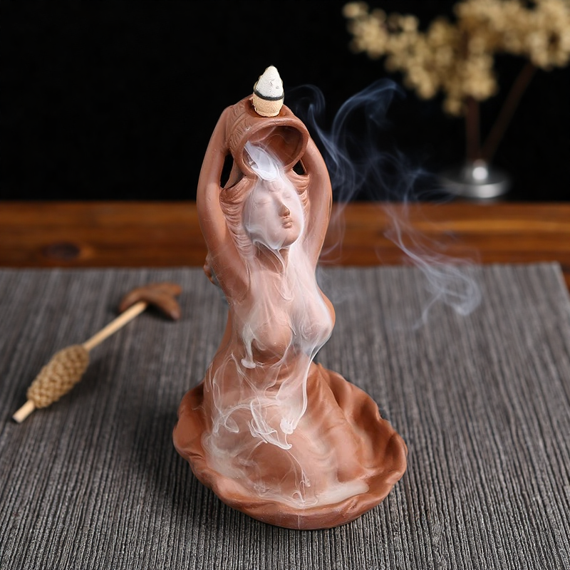 Goddess Backflow Incense Burner – Ceramic Waterfall Aromatherapy Holder