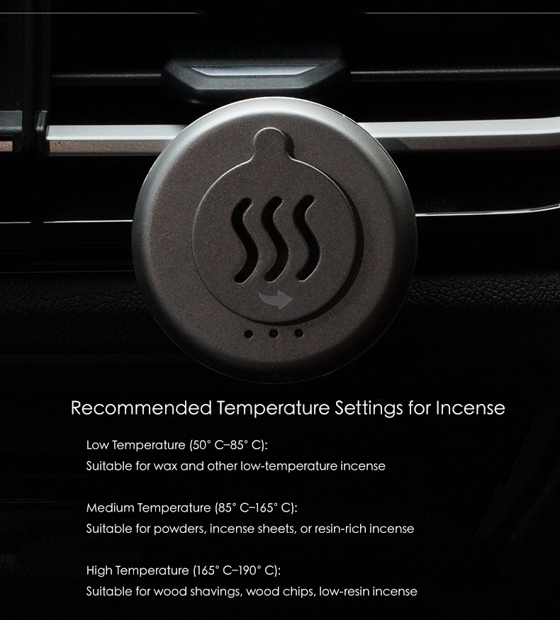 Portable Electric Car Incense Burner – 3-Temperature Aromatherapy Heater with Type-C Charging - Incensoria