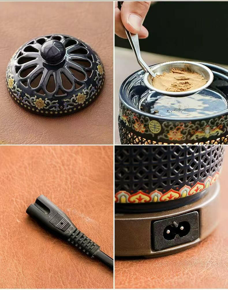 Elegant Colored Glaze Electric Incense Burner | High-Temperature Ceramic for Incense & Essential Oils - Incensoria