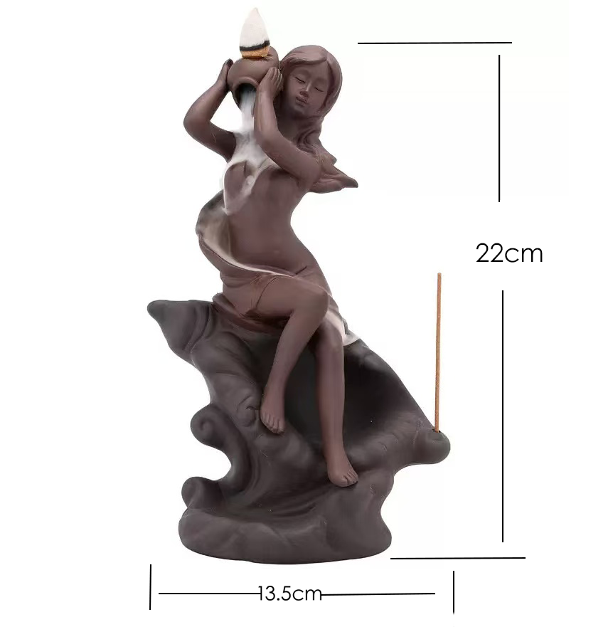 Goddess Backflow Incense Burner – Ceramic Waterfall Aromatherapy Holder