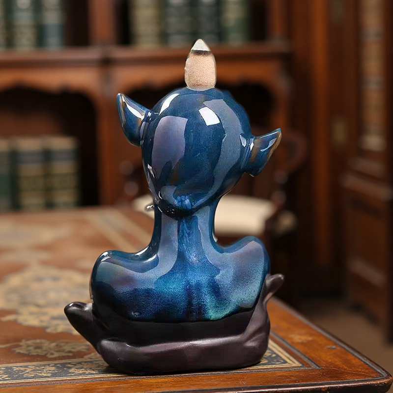 Mischief Spirit Backflow Incense Burner – Handcrafted Ceramic Elf Design