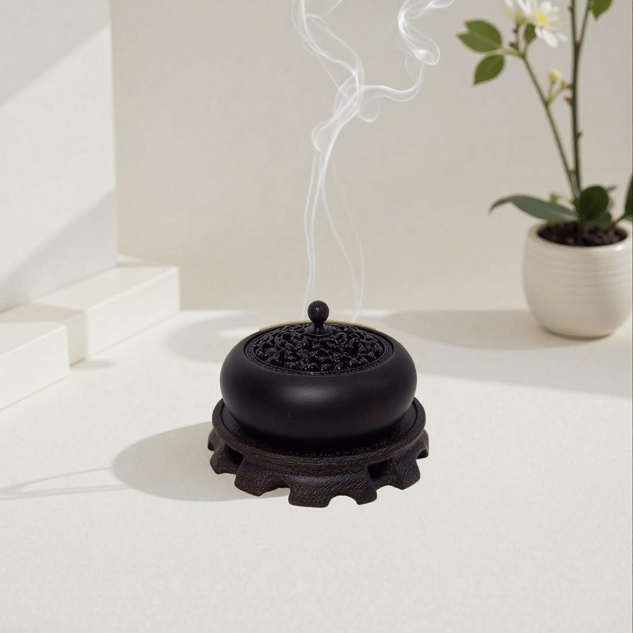 Ebony solid wood incense burner home indoor aromatherapy burner - Incensoria