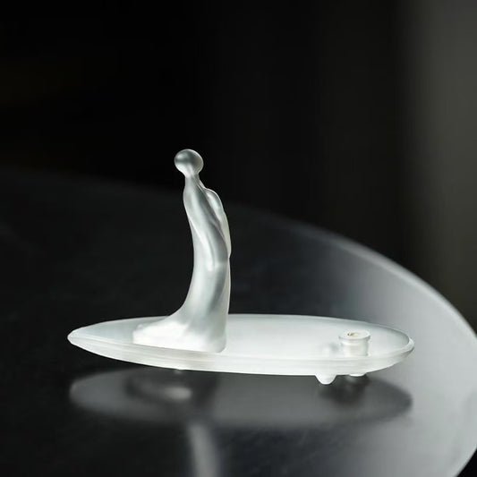 Frosted glass incense holder back view