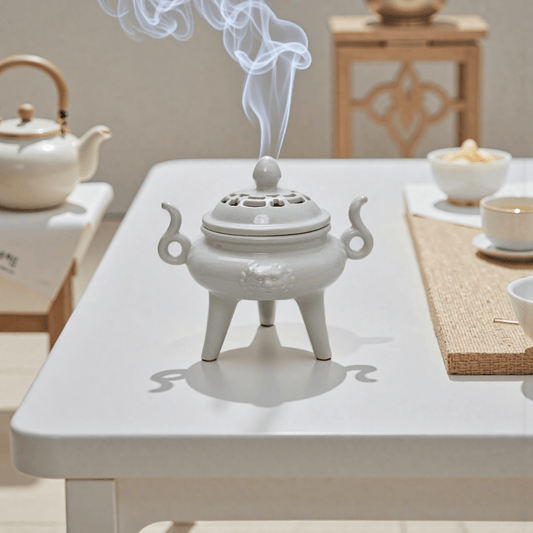 Antique-Style Ceramic Incense Burner, Three-Legged Design, Elegant Home Decor for Indoor Use