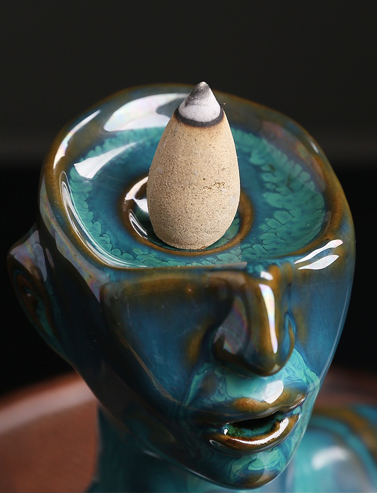 Abstract Face Backflow Incense Burner – Ceramic Holder