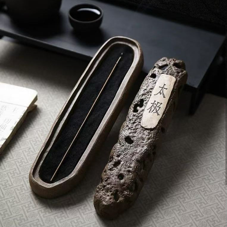 Rustic Ceramic Incense Holder Box – Handmade Volcanic Rock Design