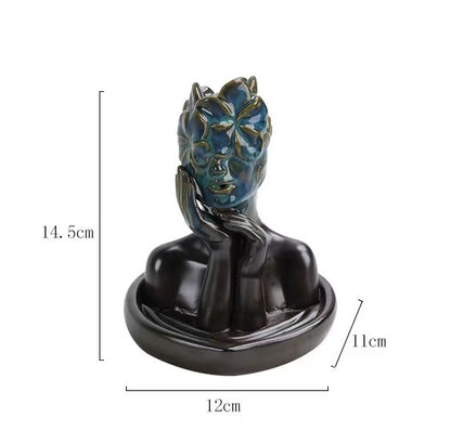 Floral Mask Backflow Incense Burner Set – Ceramic Abstract Sculpture Holders