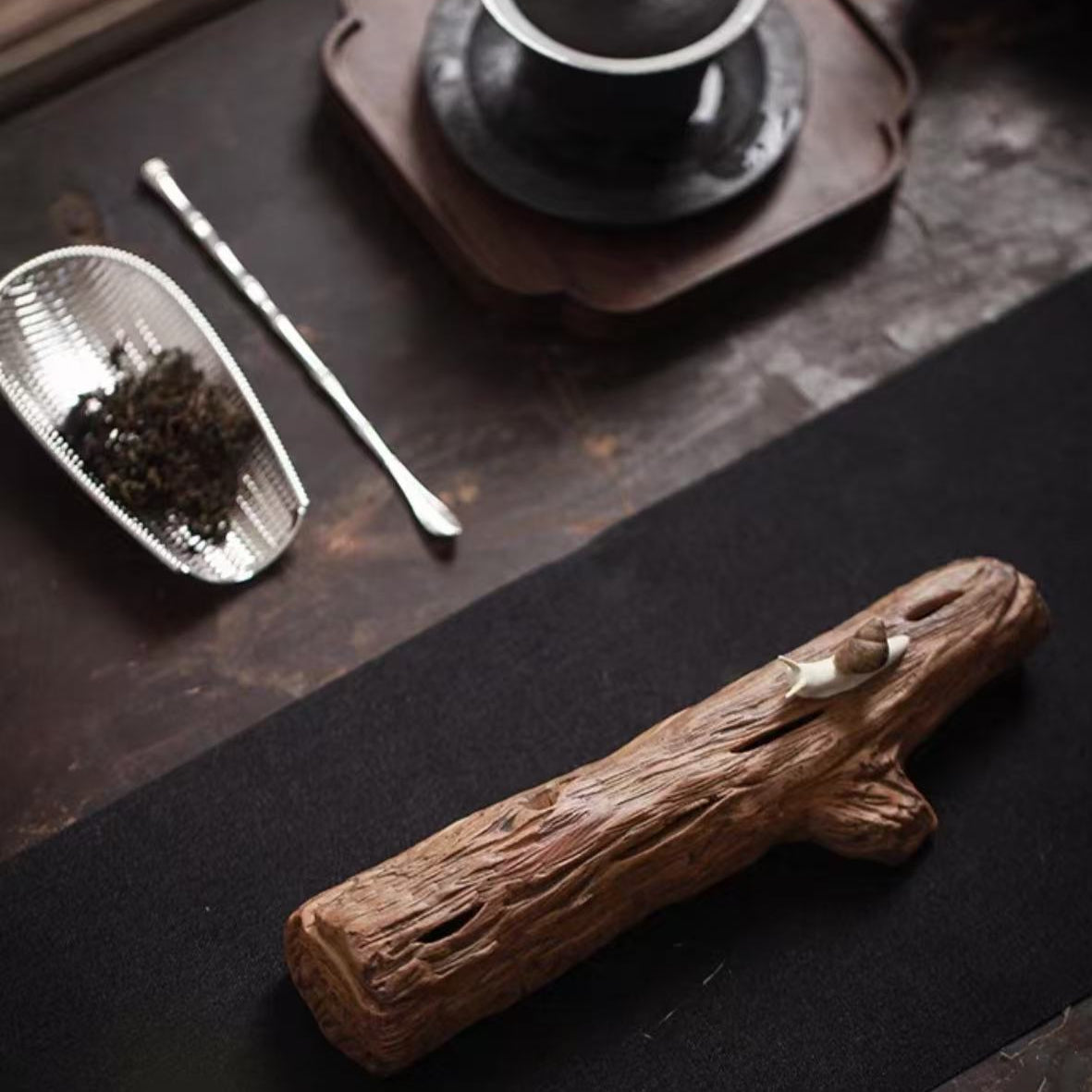 Snail-Inspired Ceramic Incense Holder Box – Handmade Tree Branch Stick Burner