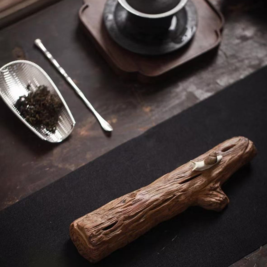 Snail-Inspired Ceramic Incense Holder Box – Handmade Tree Branch Stick Burner