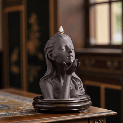Elegant Woman Backflow Incense Burner – Ceramic Aromatherapy Statue