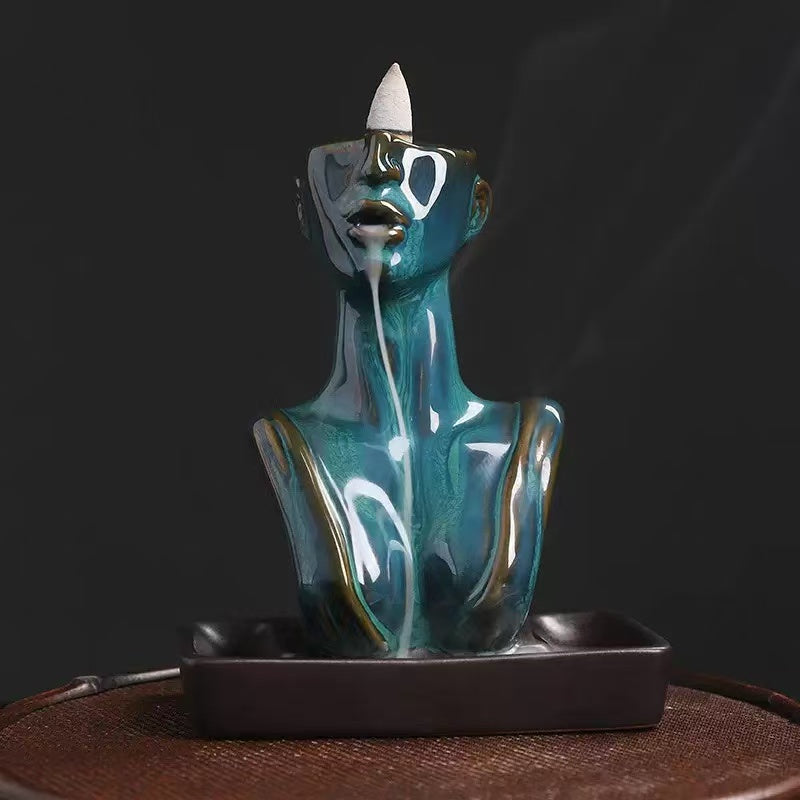 Abstract Face Backflow Incense Burner – Ceramic Holder