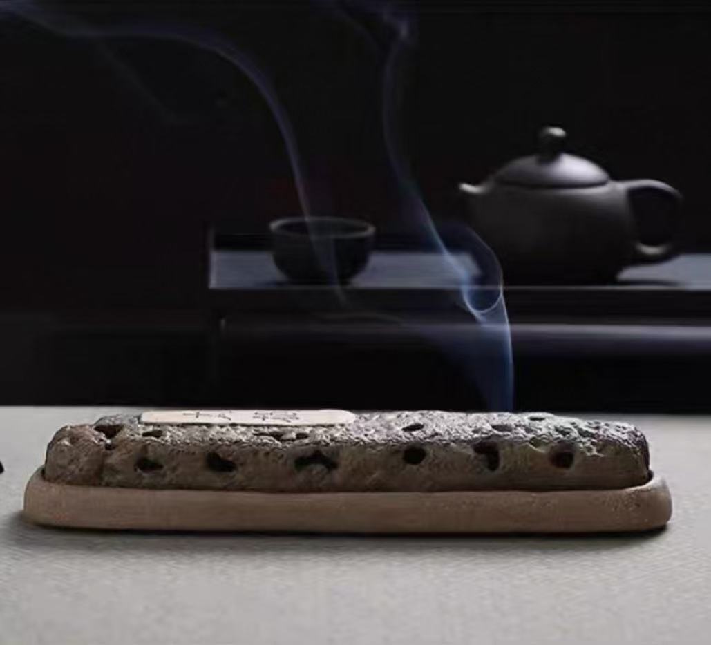 Rustic Ceramic Incense Holder Box – Handmade Volcanic Rock Design