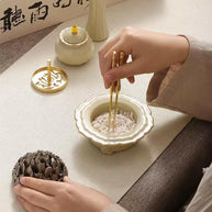 “Lotus Rain” Incense Ceremony Set – Incense Burner with Powder, Tools & Stamp Mold - Incensoria