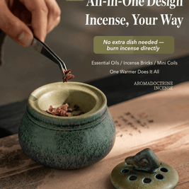Ceramic electric incense burner with removable lid and tweezers for placing incense chips, designed for flameless heating of essential oils, resin incense, incense bricks, mini coils, and home fragrance use.