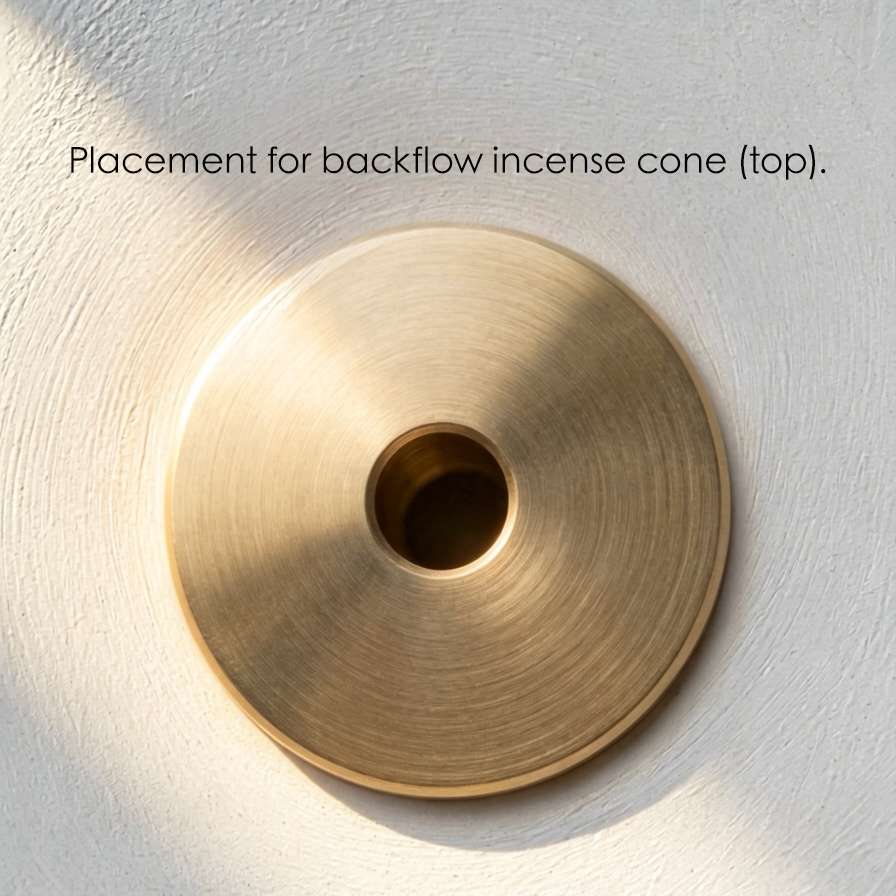 Close-up of the top cone placement opening on the handcrafted Blushing Phantom backflow incense burner