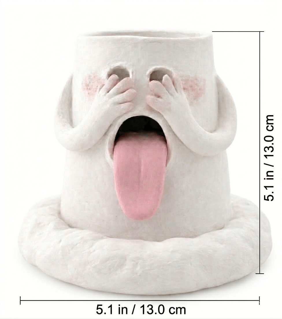 Size guide for the handcrafted Blushing Phantom backflow incense burner, showing 5.1 inch height and 5.1 inch width on a white background
