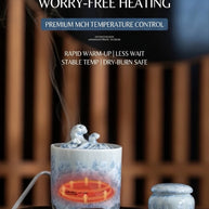 Blue and white ceramic electric incense burner with MCH temperature control for rapid warm-up and stable heating.