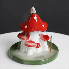 Ceramic Mushroom Backflow Incense Burner with Stick Holder