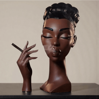 Backflow incense burner sculpture of a woman with smoke flowing from her mouth, artistic design for modern home décor