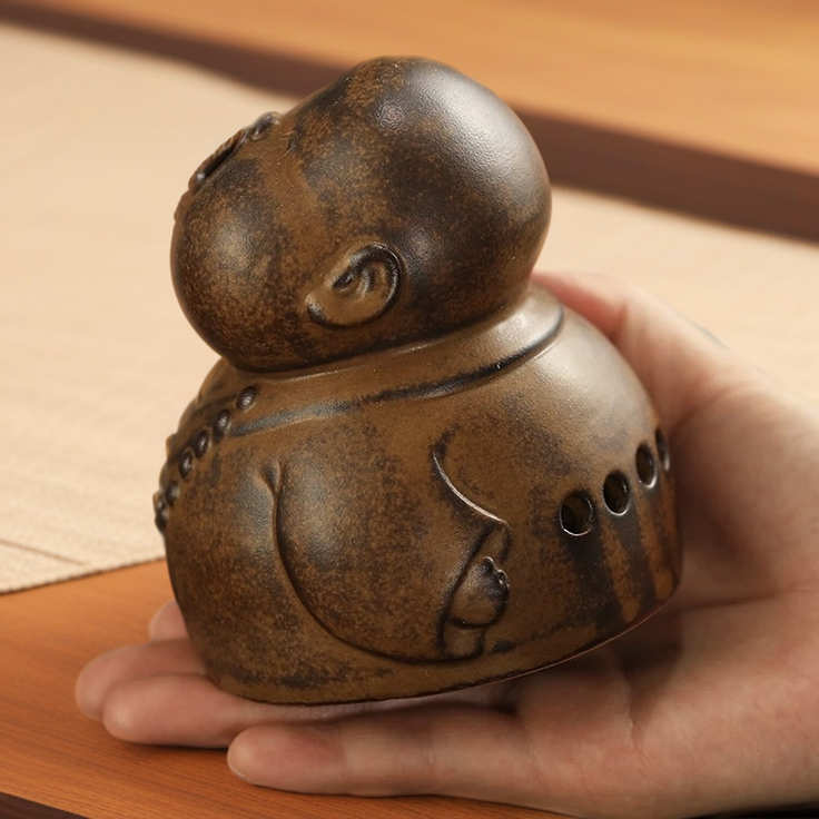 Peaceful Little Monk Incense Burner Detail View