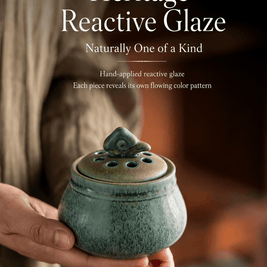 Ceramic electric incense burner with hand applied reactive glaze, each piece featuring a unique flowing color pattern for flameless incense, resin, and home fragrance use.
