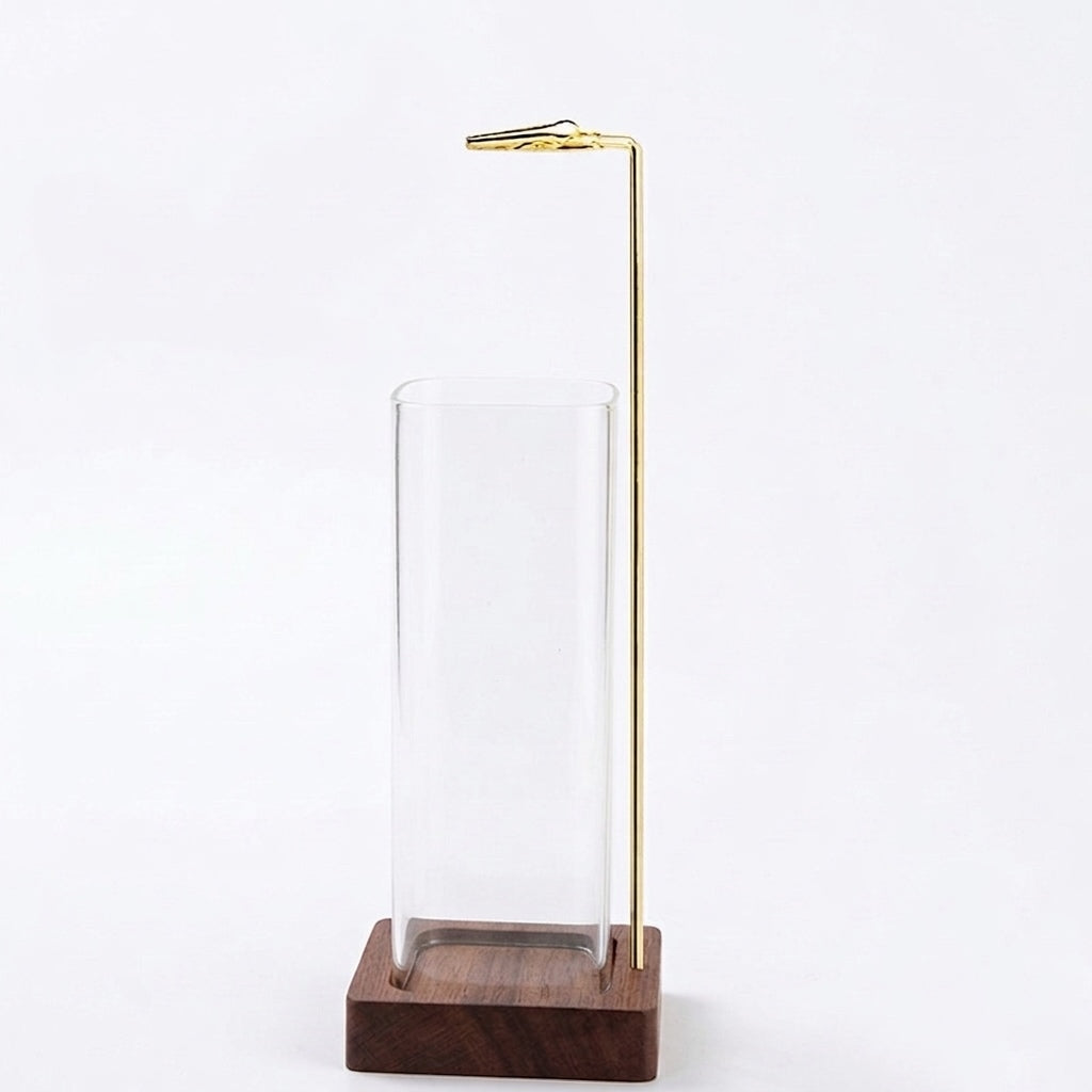 Backflow Glass Incense Holder – Vertical Stick Burner with Wooden Base