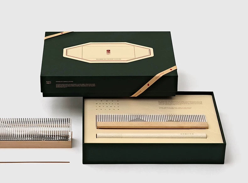 Transparent Landscape Incense Burner Set – Acrylic + Wood Base– Custom Initial