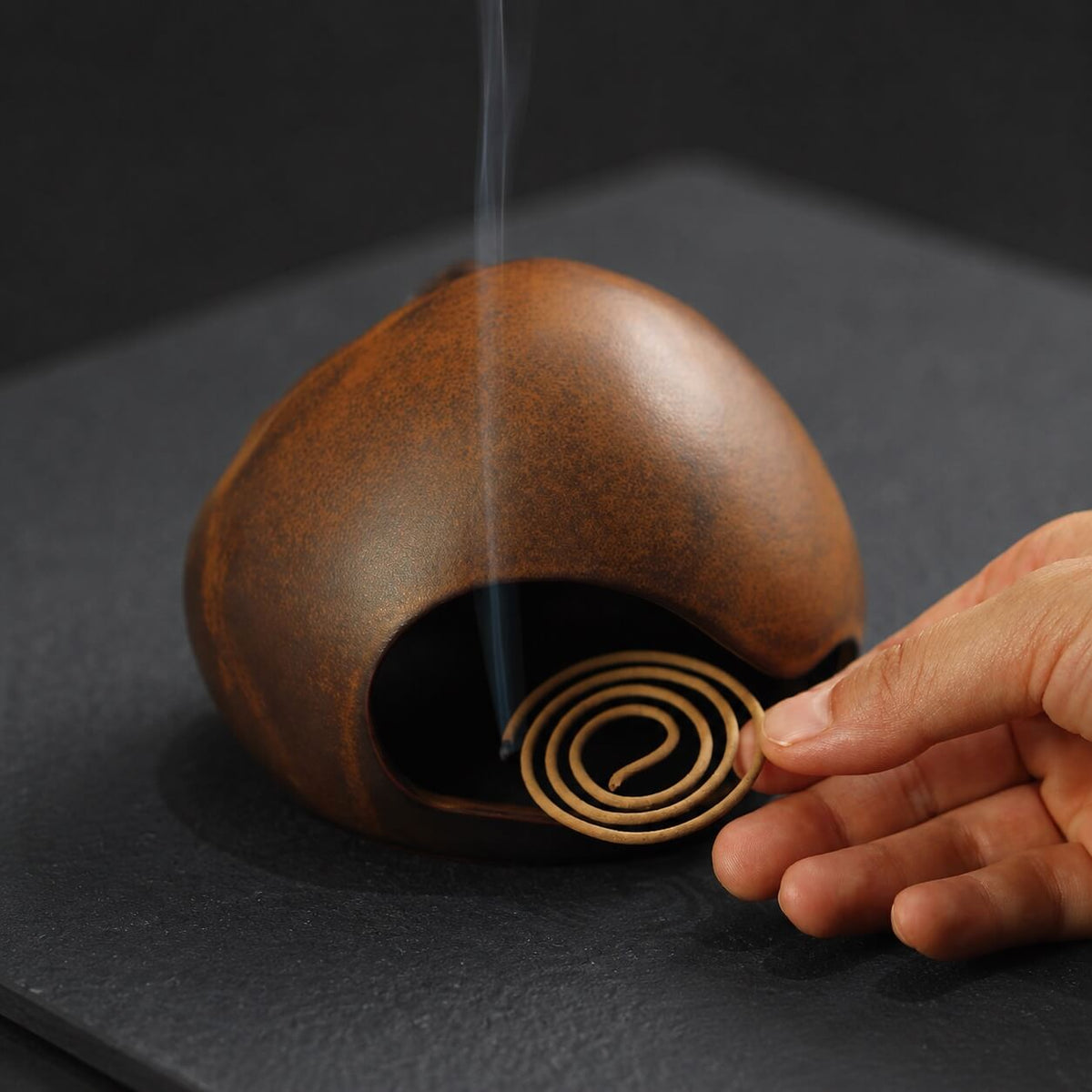 Handmade Yawning Face Ceramic Incense Burner for Coils & Cones