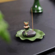 Cute Frog Incense Holder – Reading Frog Incense Stick Burner for Zen Desk Décor