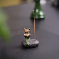 Cute Frog Incense Holder – Reading Frog Incense Stick Burner for Zen Desk Décor