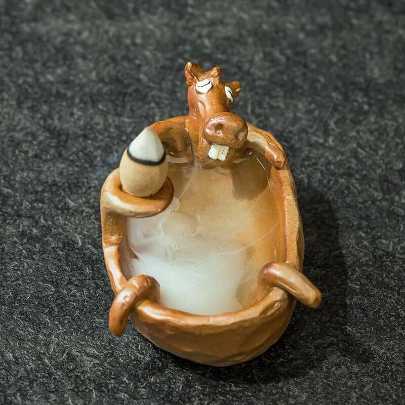 Hand-Carved Cute Animal Bathtub Backflow Incense Burner