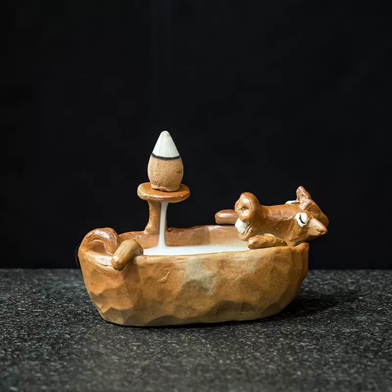 Hand-Carved Cute Animal Bathtub Backflow Incense Burner