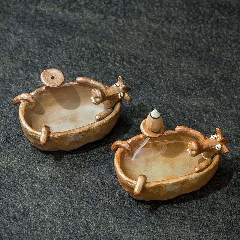 Hand-Carved Cute Animal Bathtub Backflow Incense Burner