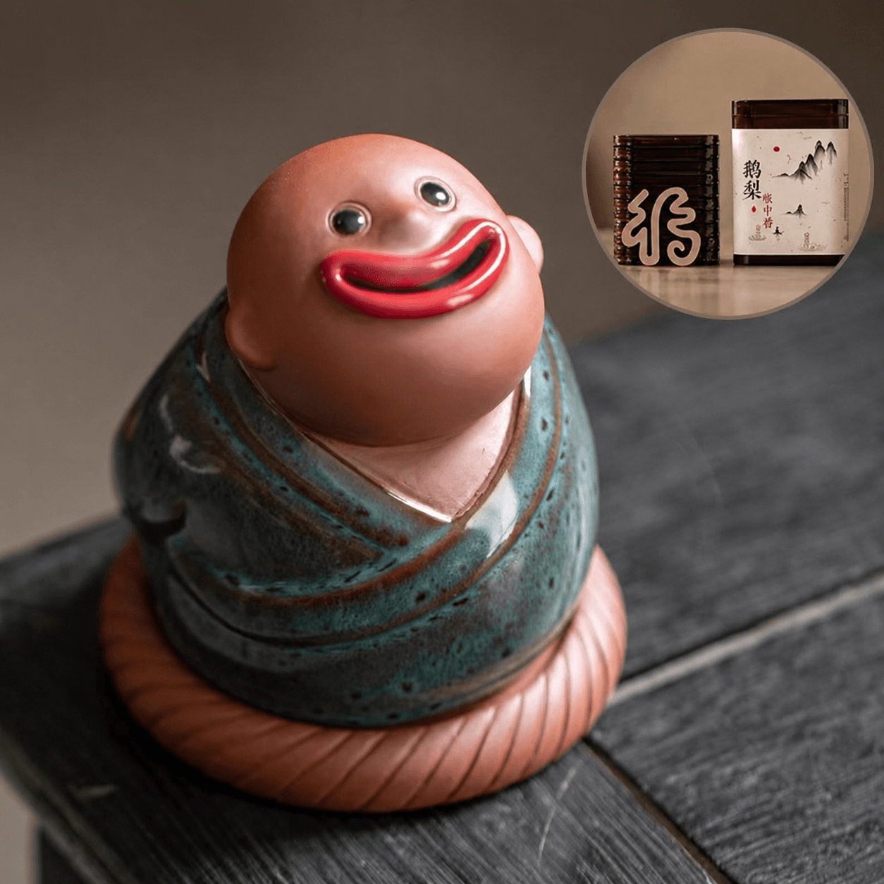 Abstract Ceramic Monk Incense Burner