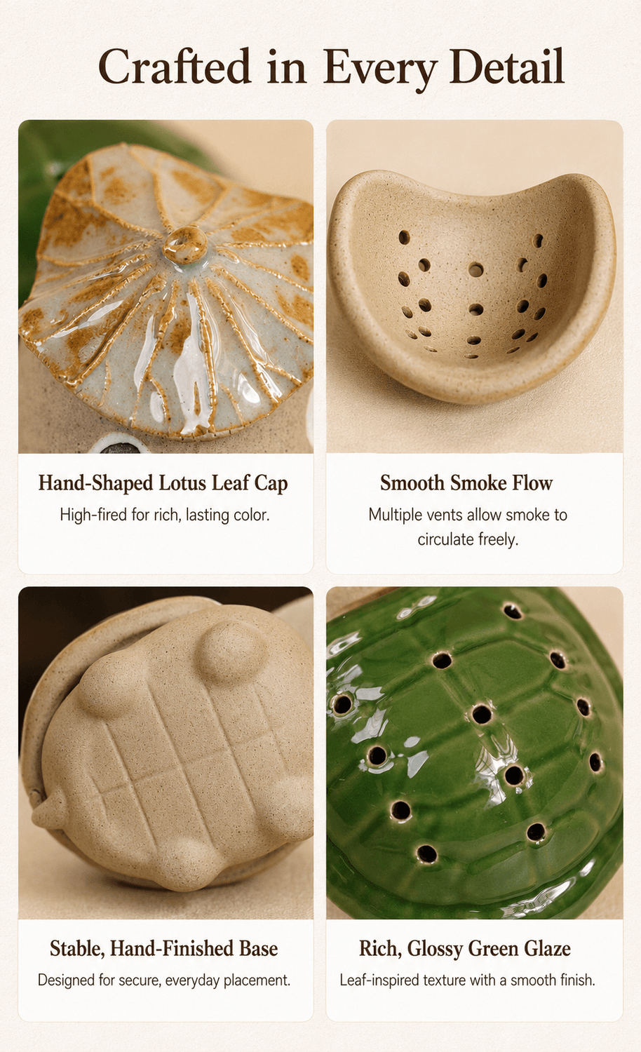 Handmade Ceramic Turtle Incense Burner Gift Set – Green Glazed Cone & Coil Holder