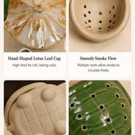 Handmade Ceramic Turtle Incense Burner Gift Set – Green Glazed Cone & Coil Holder