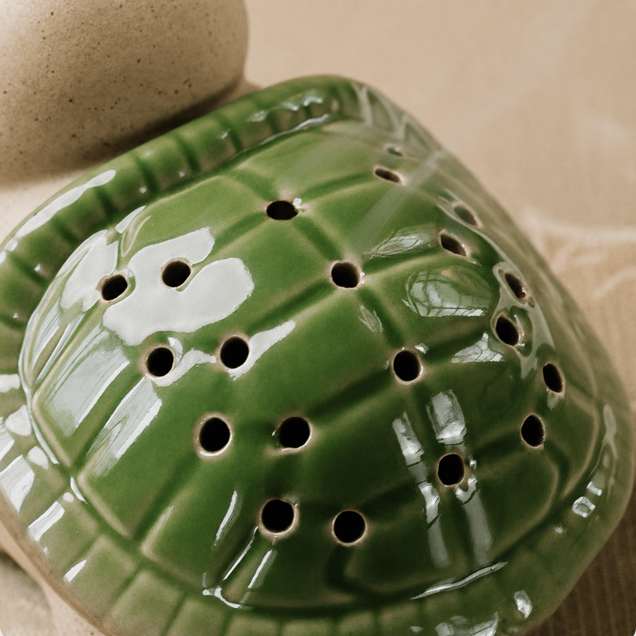 Handmade Ceramic Turtle Incense Burner Gift Set – Green Glazed Cone & Coil Holder