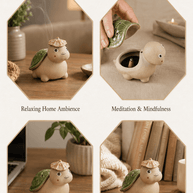 Handmade Ceramic Turtle Incense Burner Gift Set – Green Glazed Cone & Coil Holder