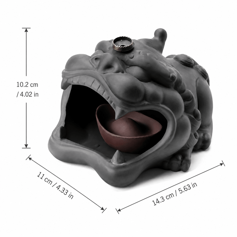 Pixiu Backflow Incense Burner – Matte Black Ceramic Smoke Waterfall