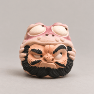 Handmade Ceramic Incense Holder – Zhong Kui in a Pink Toad Hood