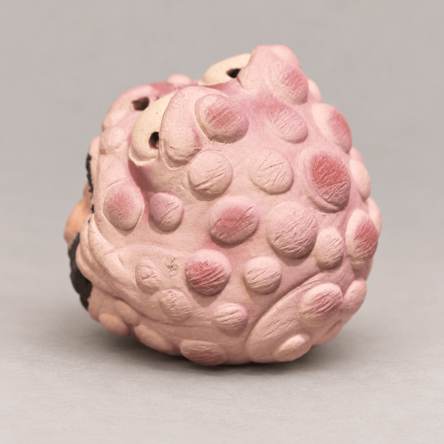 Handmade Ceramic Incense Holder – Zhong Kui in a Pink Toad Hood