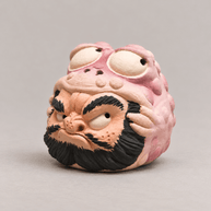 Handmade Ceramic Incense Holder – Zhong Kui in a Pink Toad Hood