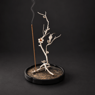 Pure Tin Bird & Blossom Incense Stick Holder