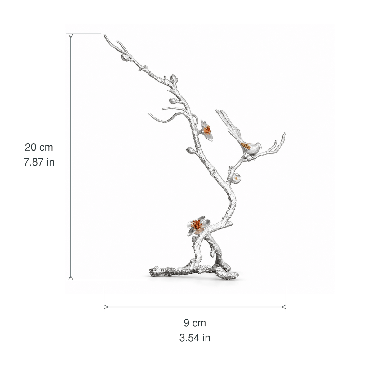 Pure Tin Bird & Blossom Incense Stick Holder