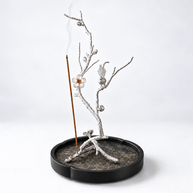 Pure Tin Bird & Blossom Incense Stick Holder