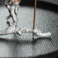 Pure Tin Bird & Blossom Incense Stick Holder