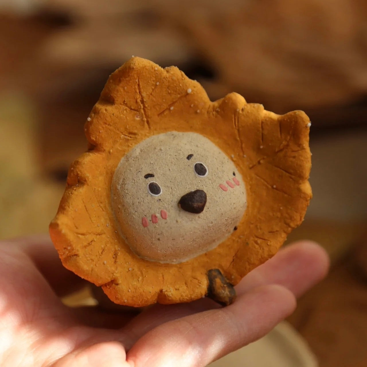 Handmade Ceramic Maple-Leaf Puppy Incense Holder
